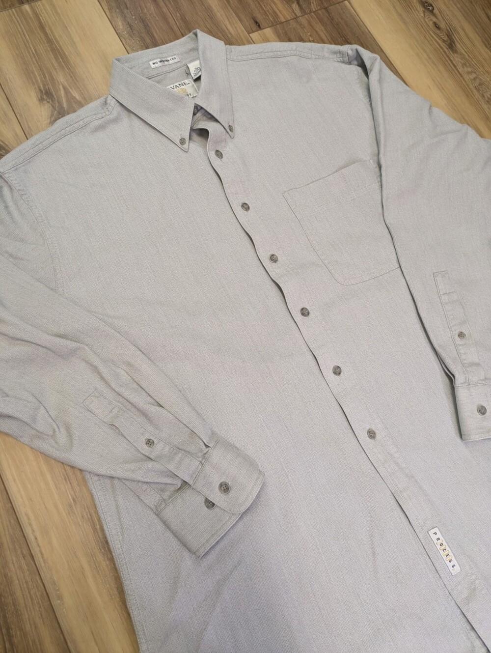 Savane Deep Dye Gray Button Down Dress Shirt Men Size Large Long Sleeve